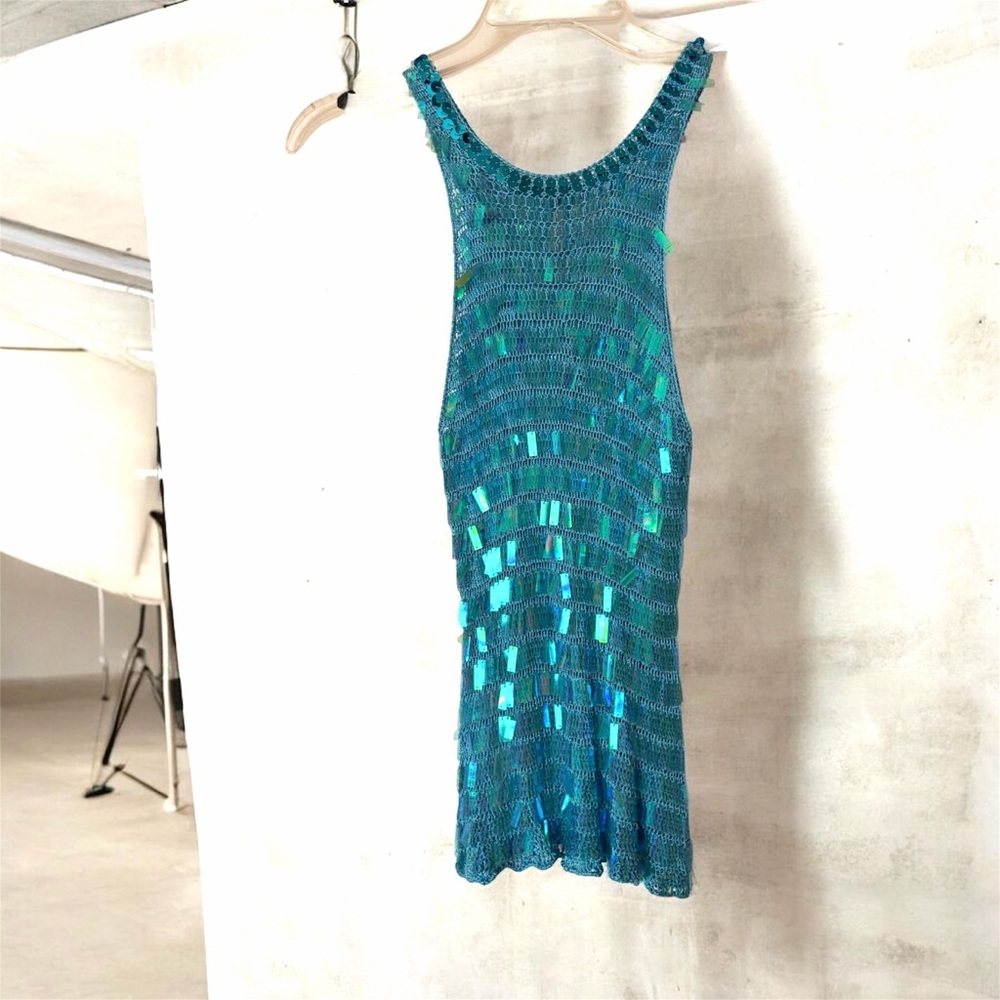 Turquoise Shimmer Festive Party Tank 🪩🩵
